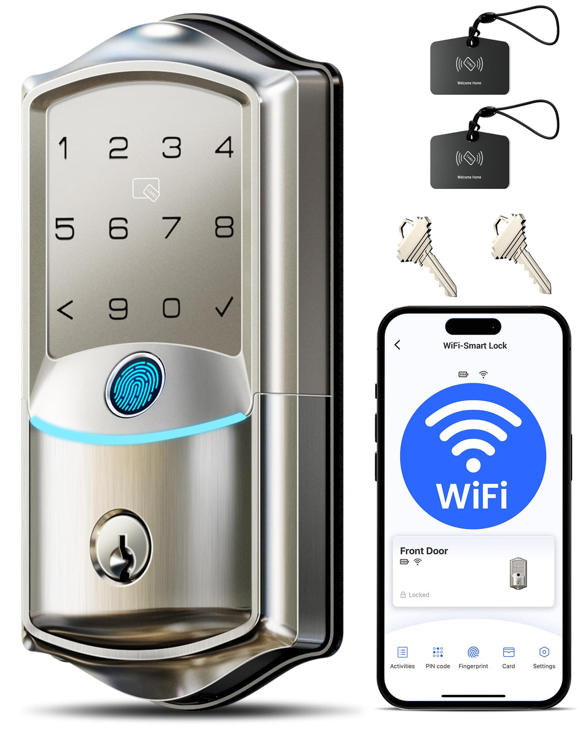 Veise VE027 built-in WiFi lock for front doors enabling keyless entry and remote access