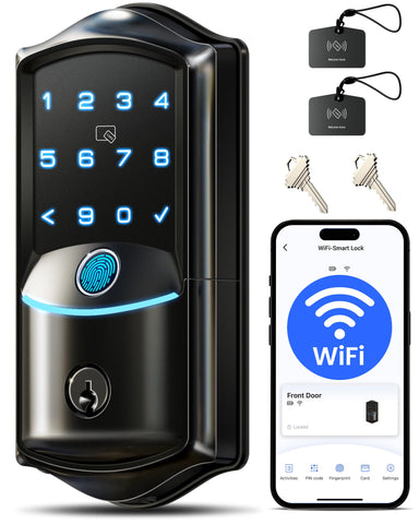 Veise VE027 built‑in Wi‑Fi lock on front door enabling remote control