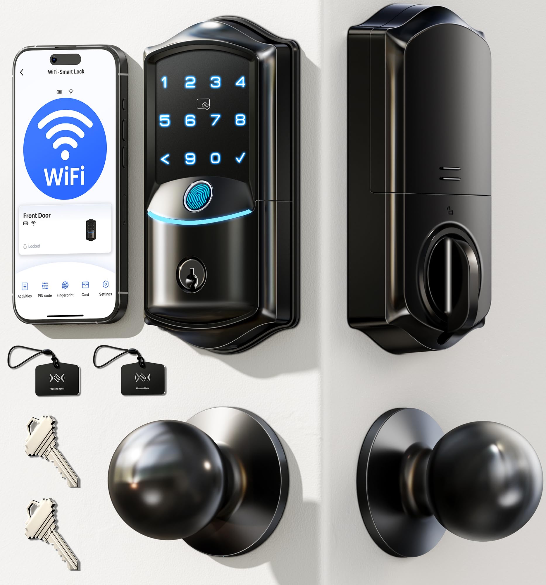 Veise VE027-K built-in WiFi smart lock on front door for secure access