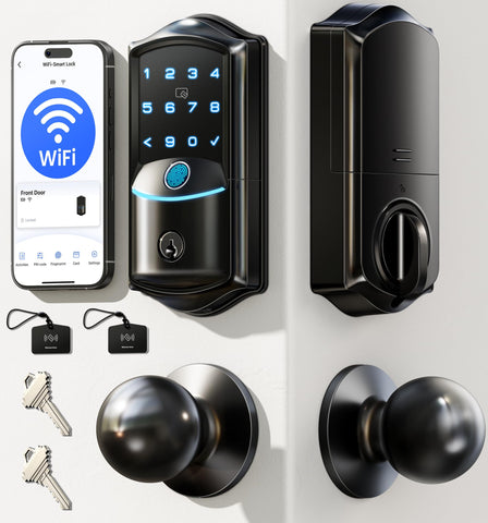 Veise VE027-K built-in WiFi smart lock on front door for secure access