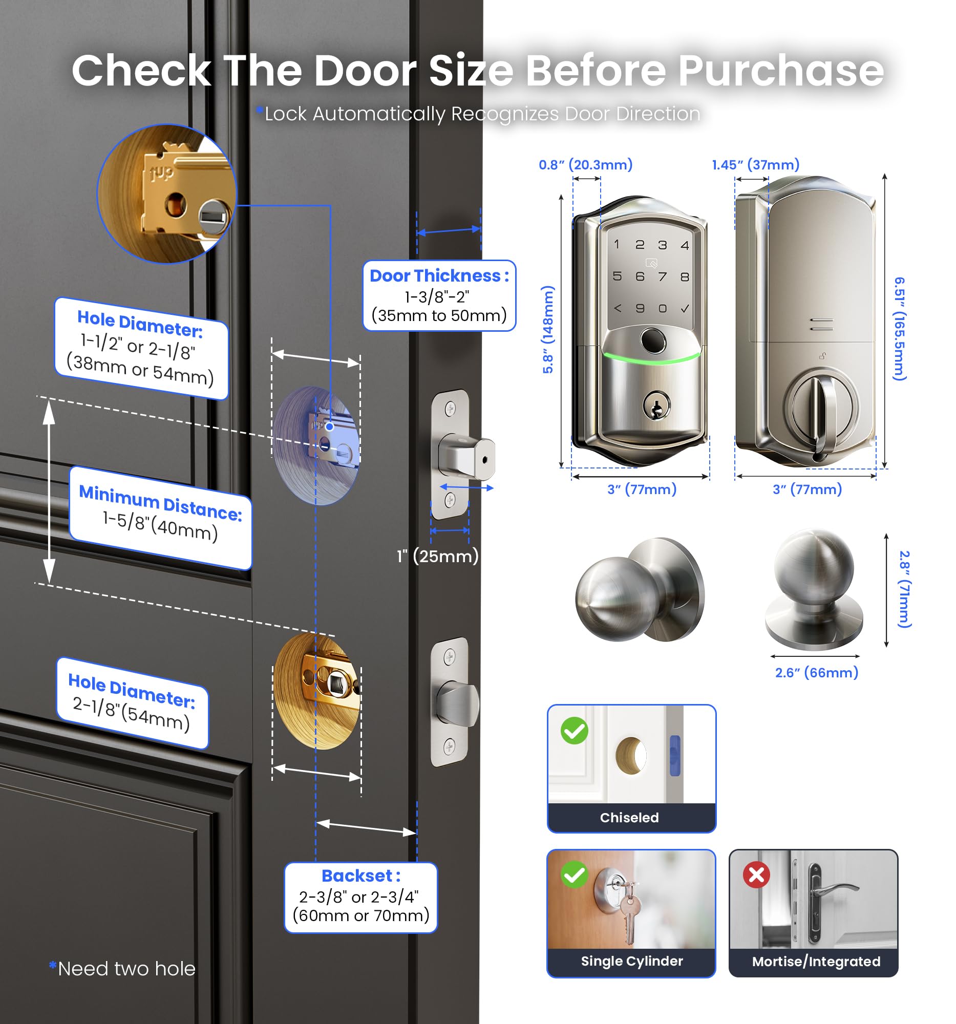 Veise VE027-K DIY installation on standard doors.
