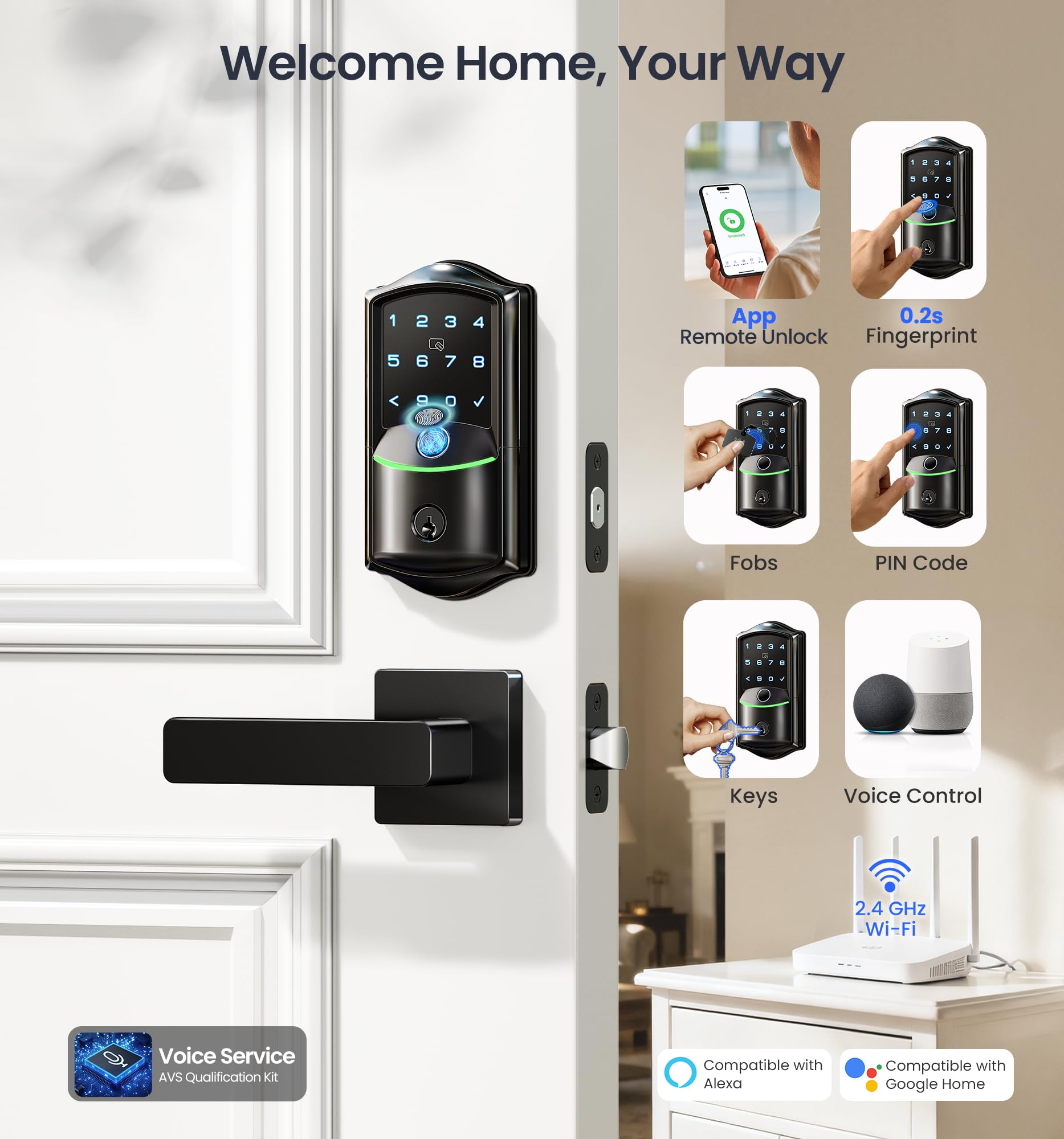 Veise VE027-L fingerprint unlock enables fast, keyless access