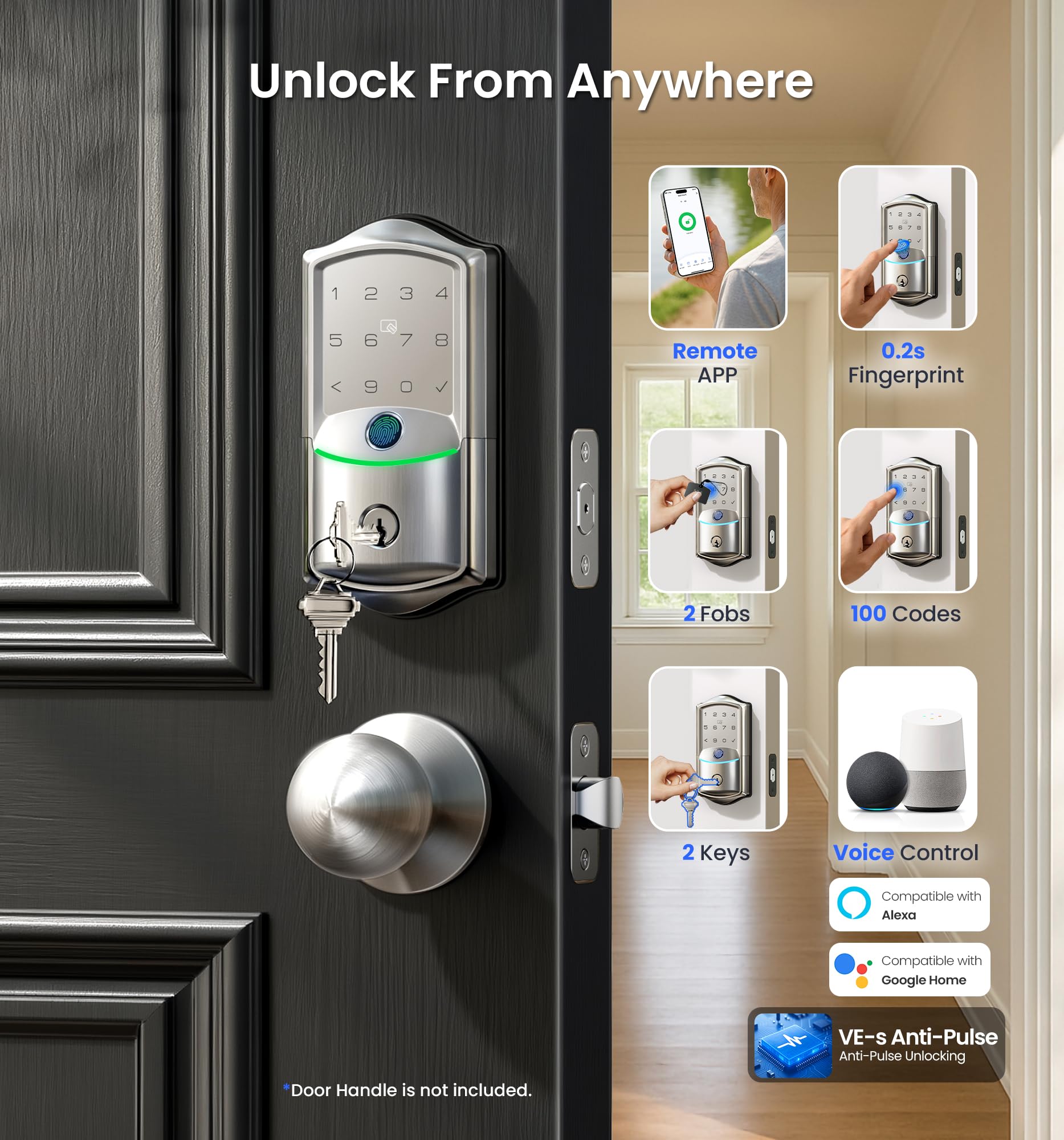 Veise VE027 touchscreen keypad entry offers versatile access even when phones are nearby
