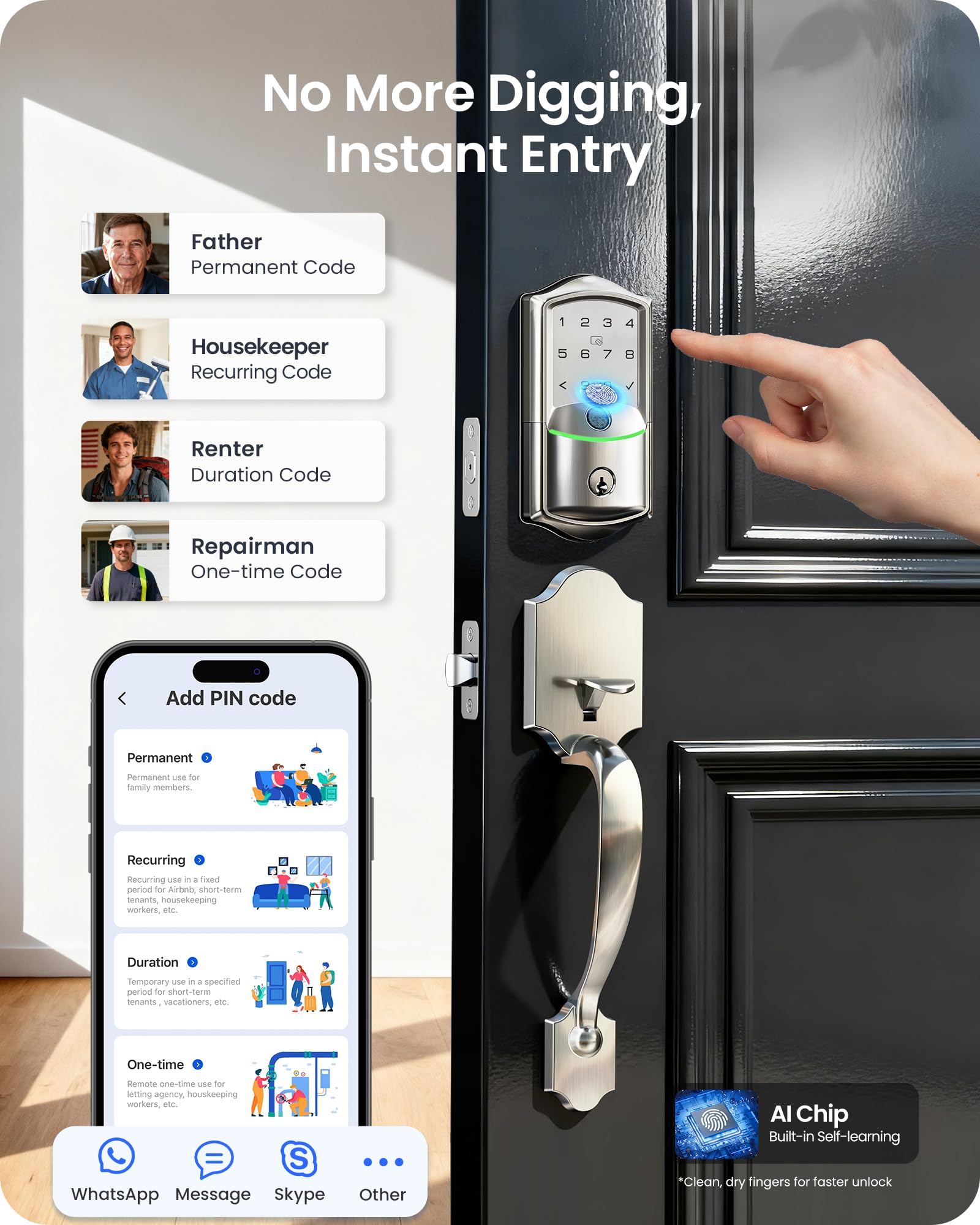 Veise VE027-H adjustable auto-lock timing enhances door security.