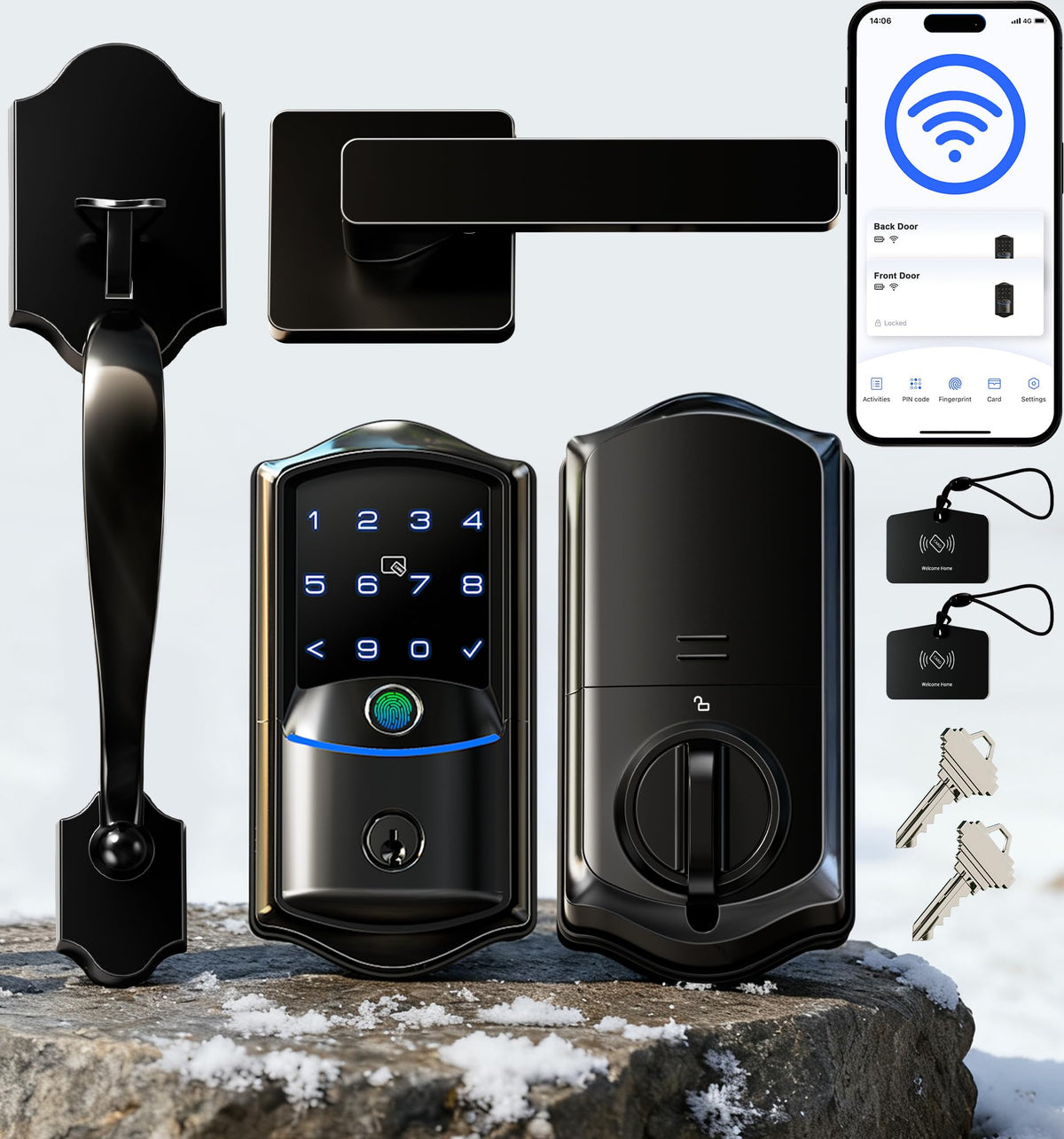 Veise VE027-H built-in Wi-Fi fingerprint deadbolt for instant remote access and status alerts