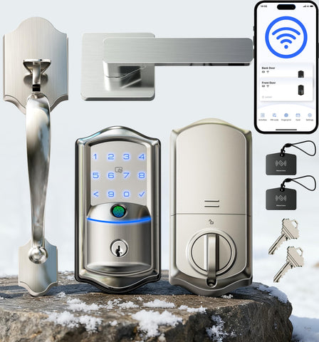 Veise VE027-H built-in Wi-Fi fingerprint deadbolt for convenient keyless entry.
