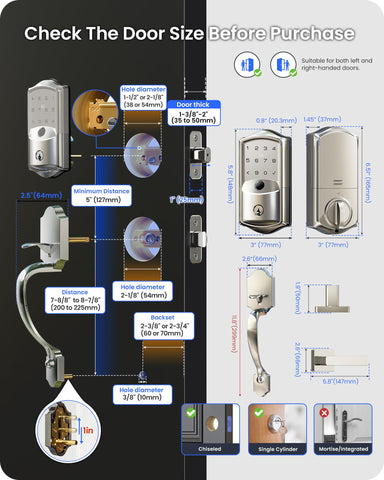 Veise VE027-H quick 15-minute installation for most US doors.
