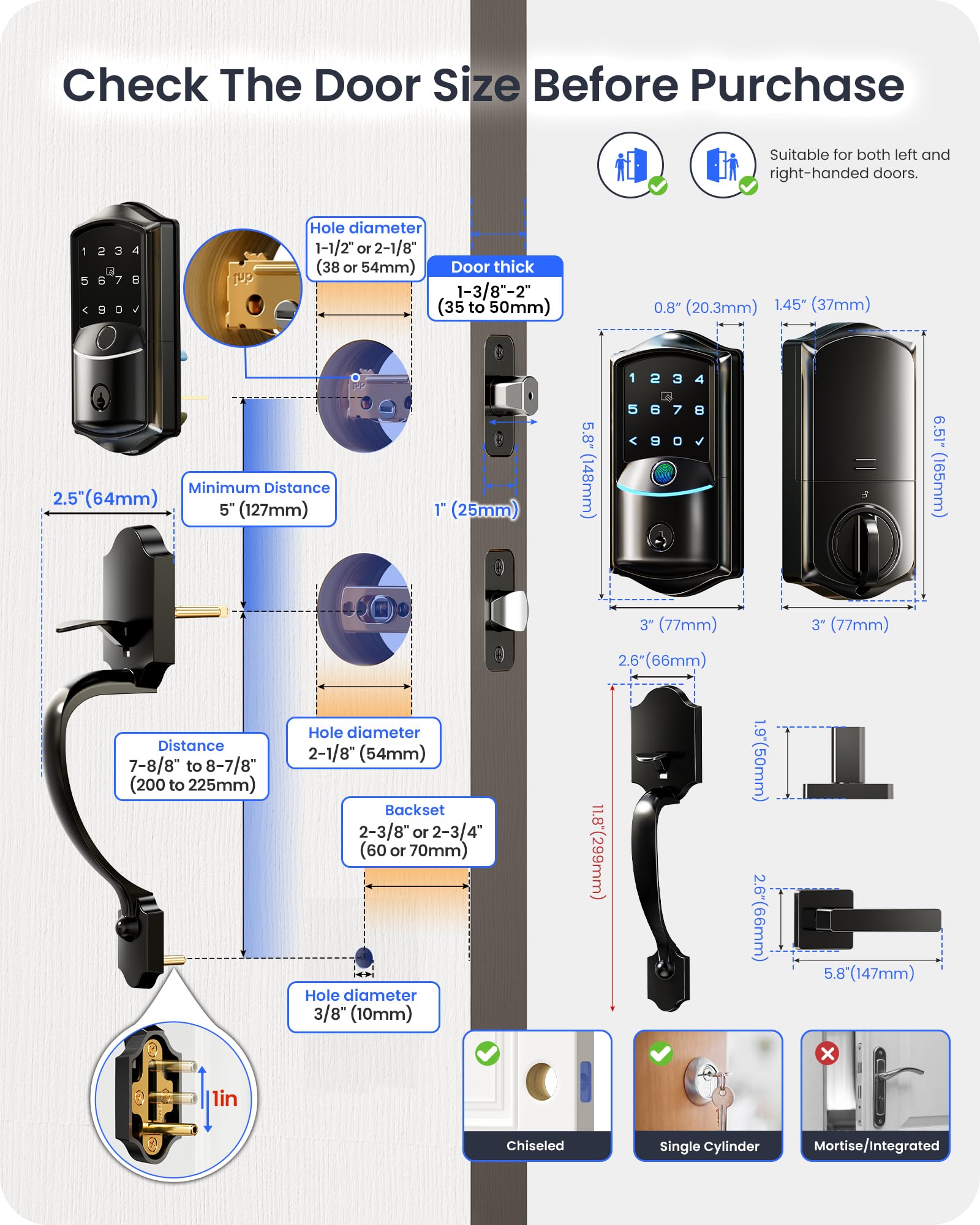 Veise VE027-H quick 15-minute installation on standard US doors