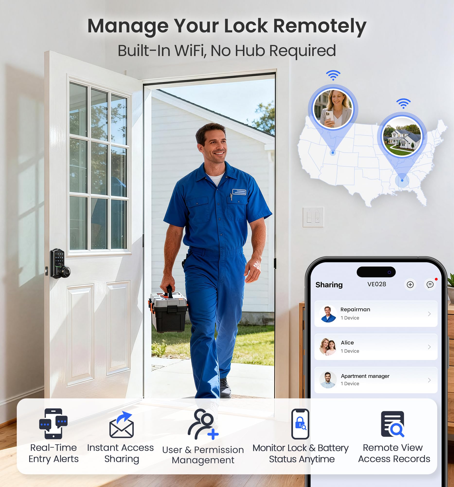 Veise VE028 app remote access allows locking and monitoring from anywhere