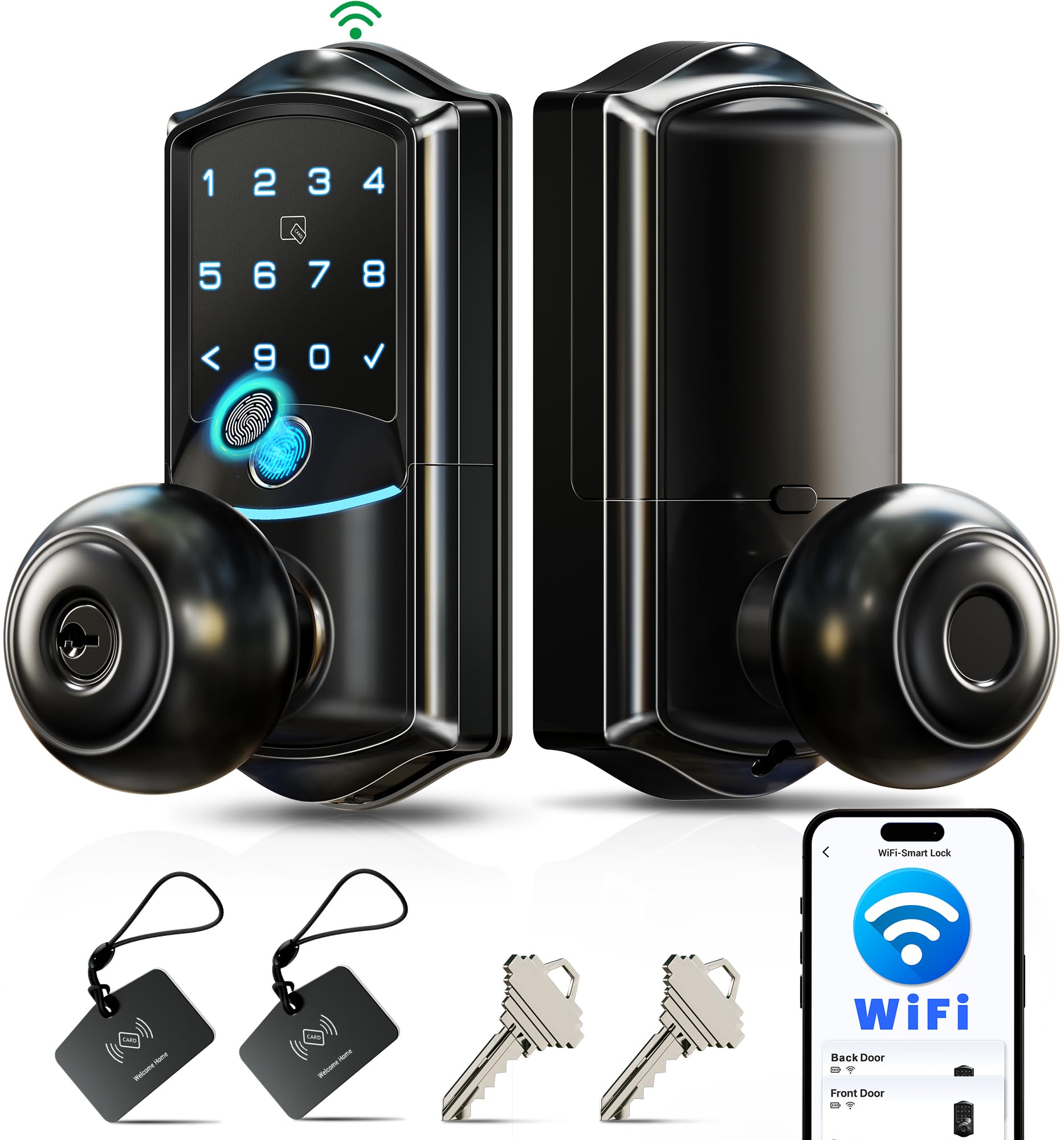 Veise VE028 built-in Wi-Fi smart lock with knob for remote front door control