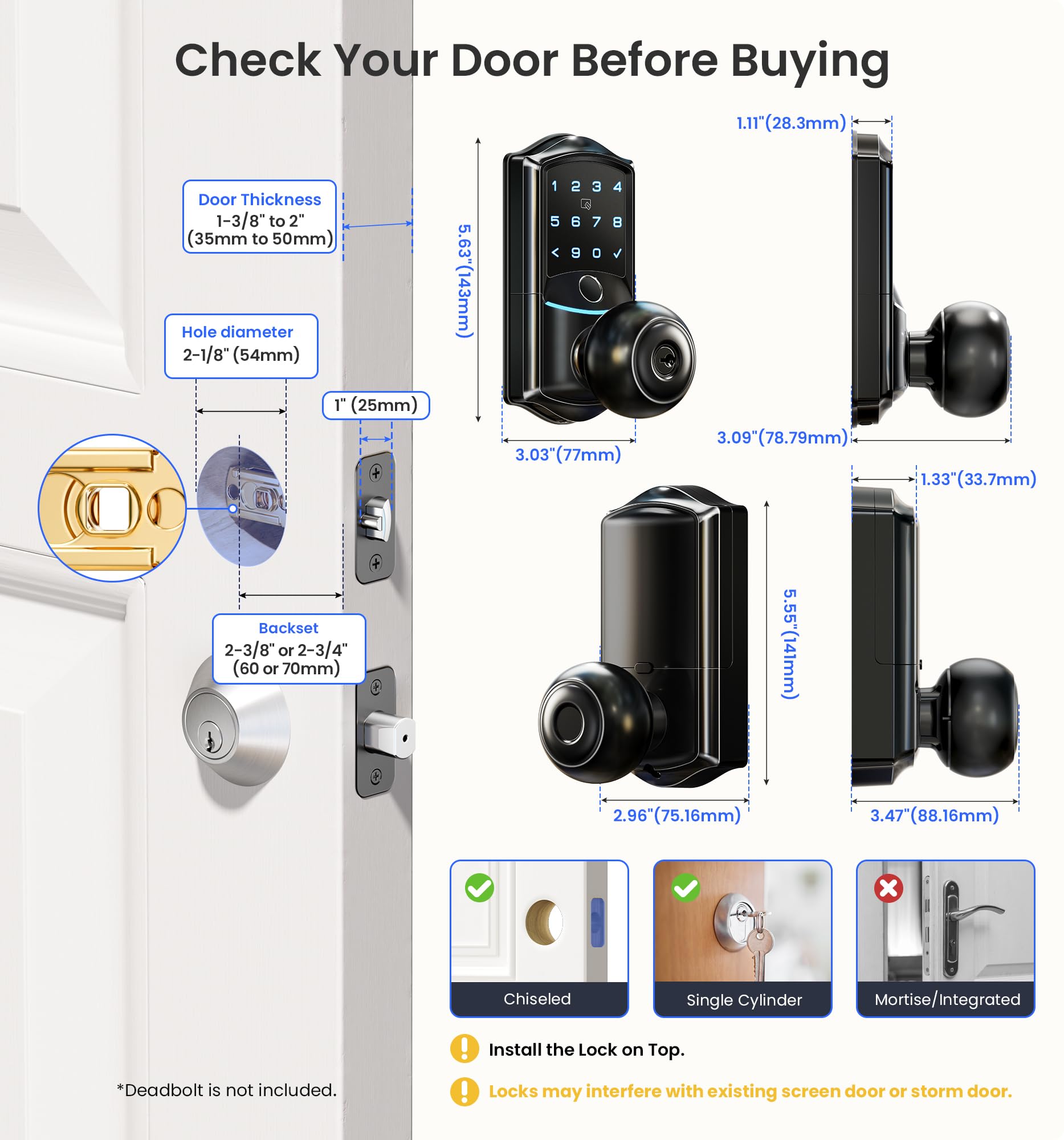 Veise VE028 easy installation on standard doors in about 15 minutes