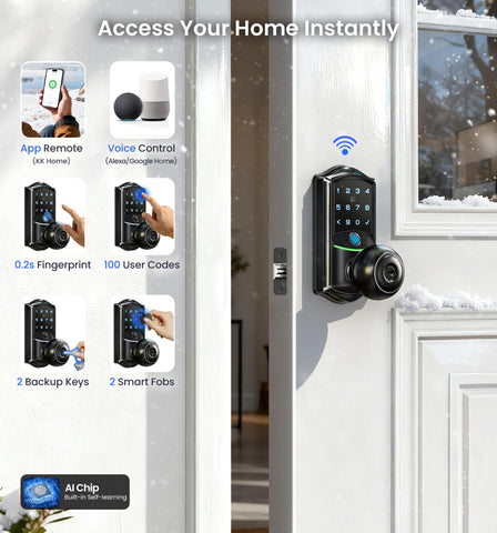 Veise VE028 fingerprint entry showing fast unlock and secure access
