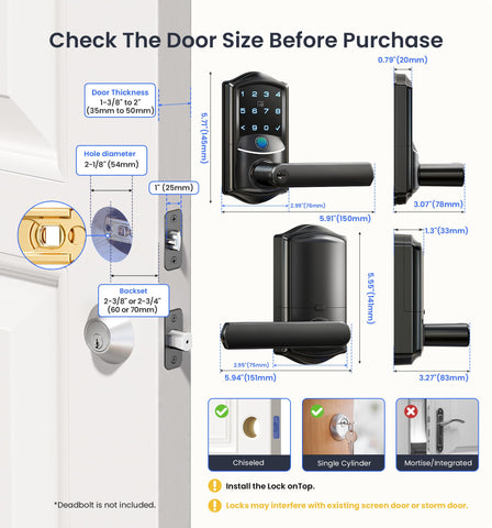 Veise VE029 quick 15-minute installation on standard doors.