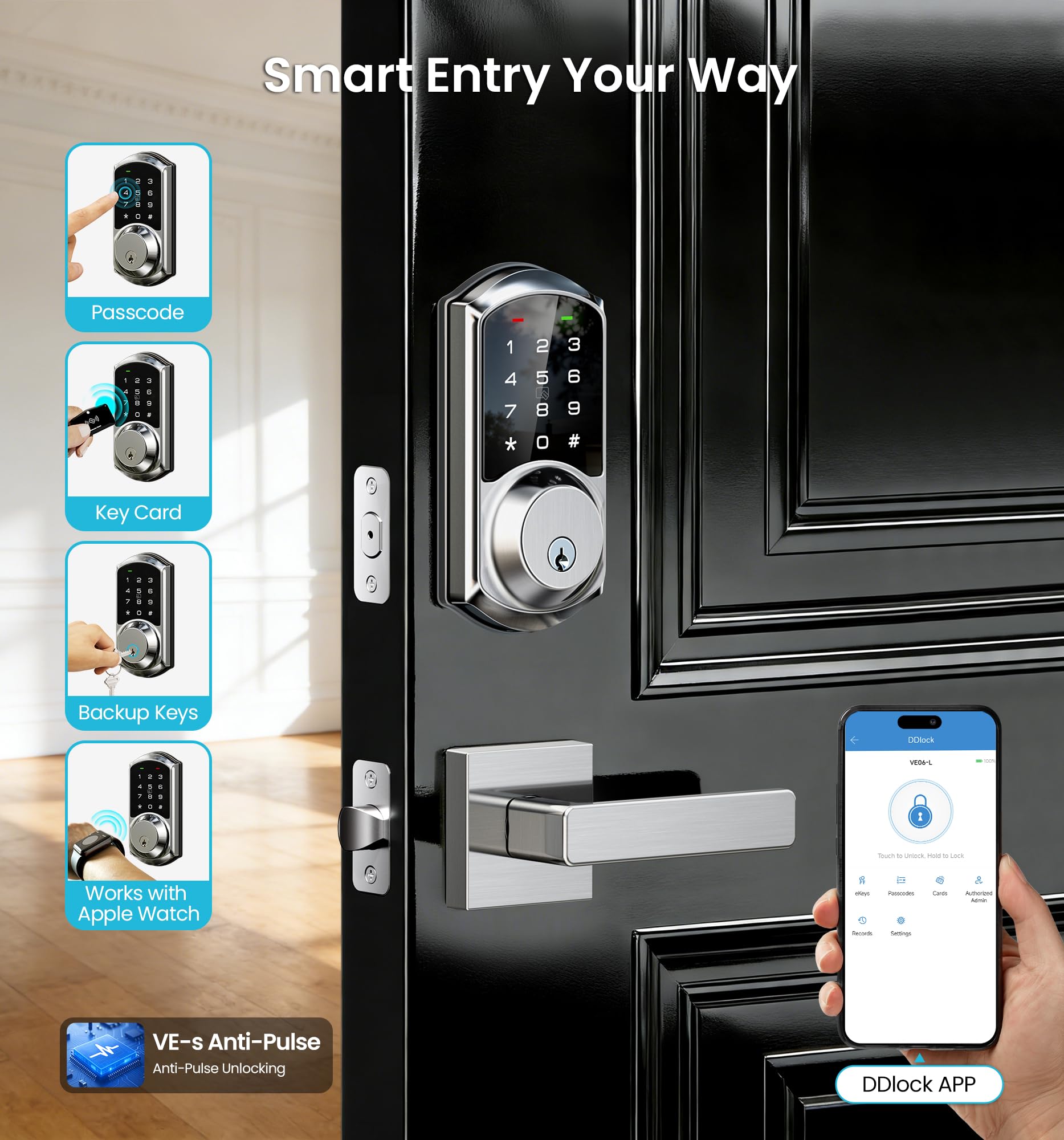 Veise VE06-L app control screen enabling remote locking.