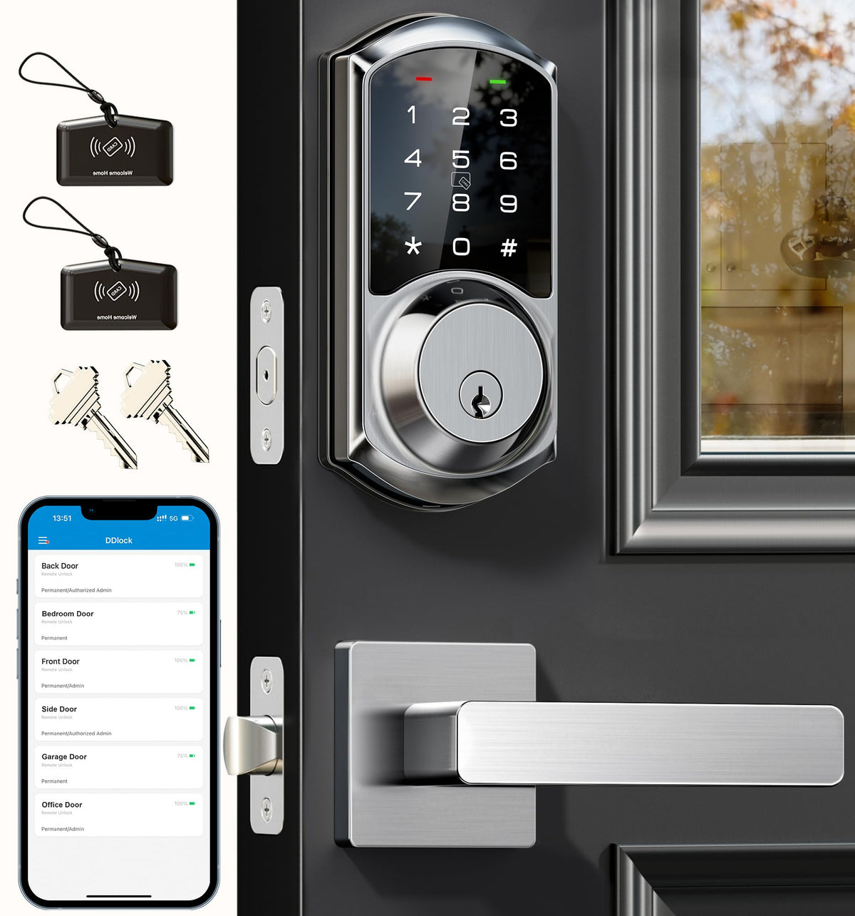 Veise VE06-L front door lock lever assembly for secure entry.
