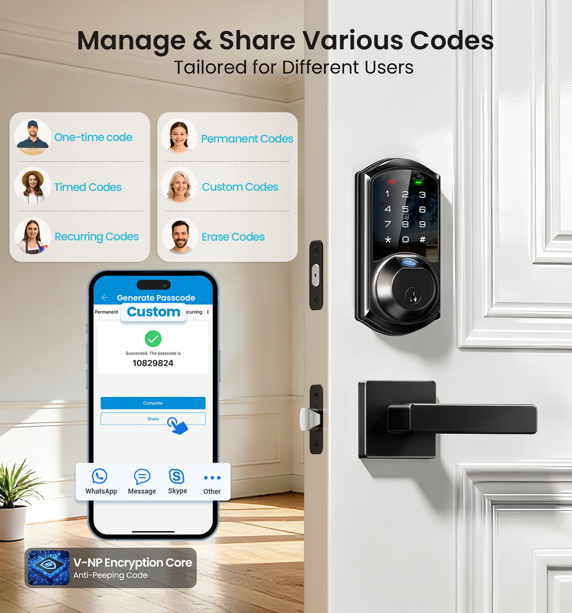 Veise VE07-L digital touchscreen keypad ready for codes and PIN entry