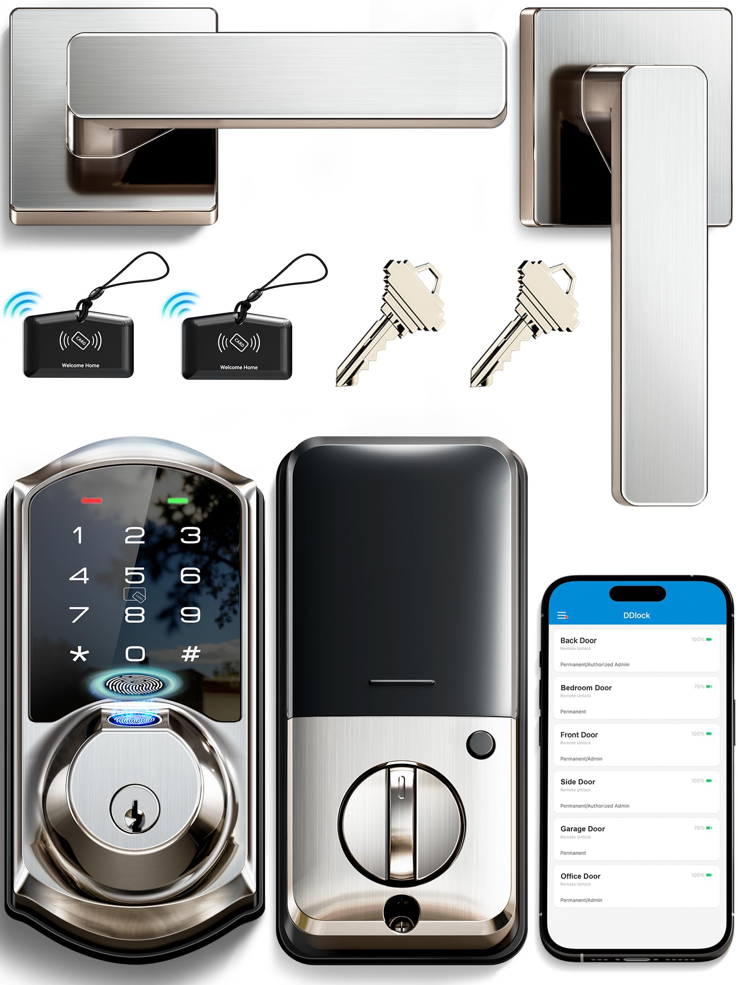 Veise VE07-L fingerprint lock on front door for secure entry.