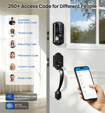 Veise VE07-H auto-lock feature shown for added door security