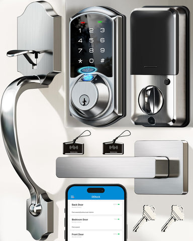 Veise VE07-H fingerprint lock on the front door with seamless handle integration for quick access