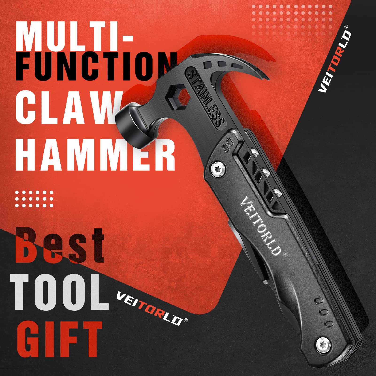 Veitorld compact survival tool with belt pouch for easy carry.