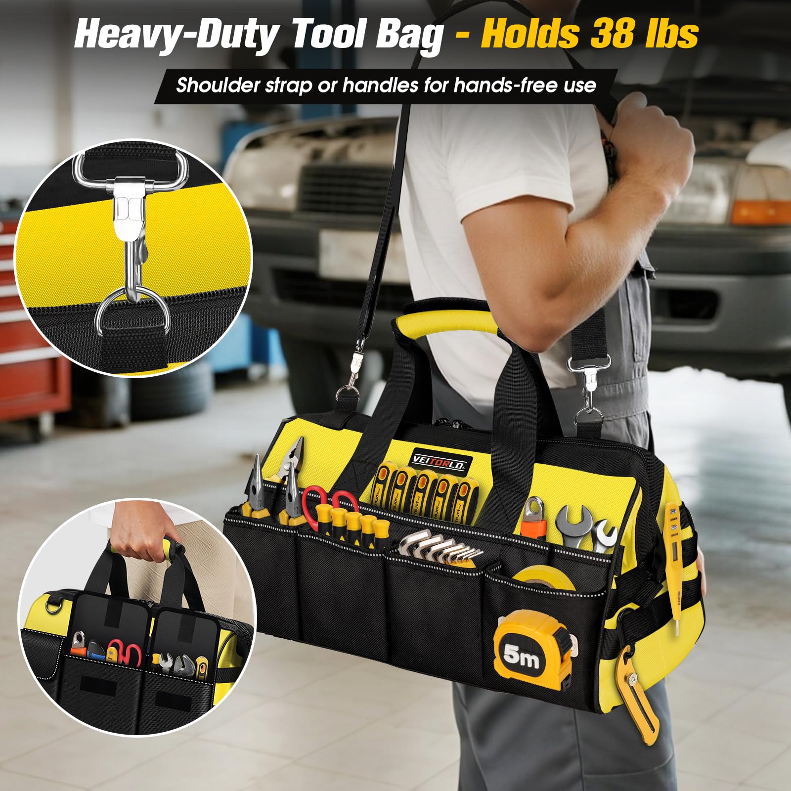 Veitorld durable yellow design improves visibility and quick identification.