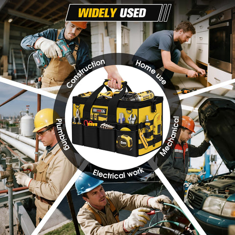 Veitorld tool bag on job site storage for organized equipment.