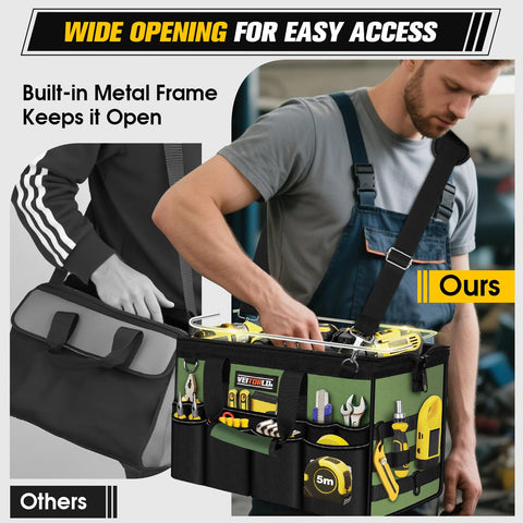 Veitorld padded handle and shoulder strap boost comfort on long jobs.