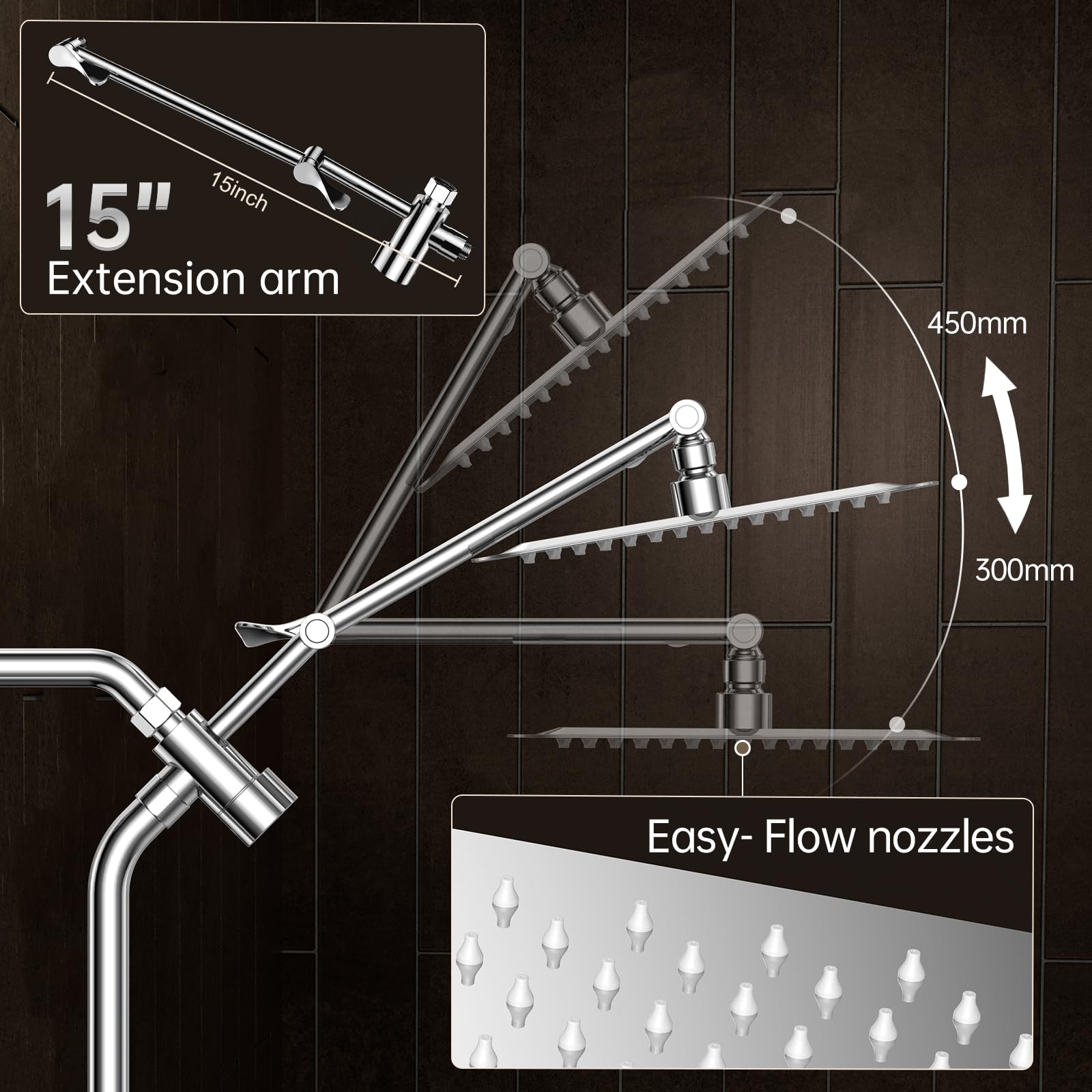 Veken 60-inch hose extends reach for bath and shower