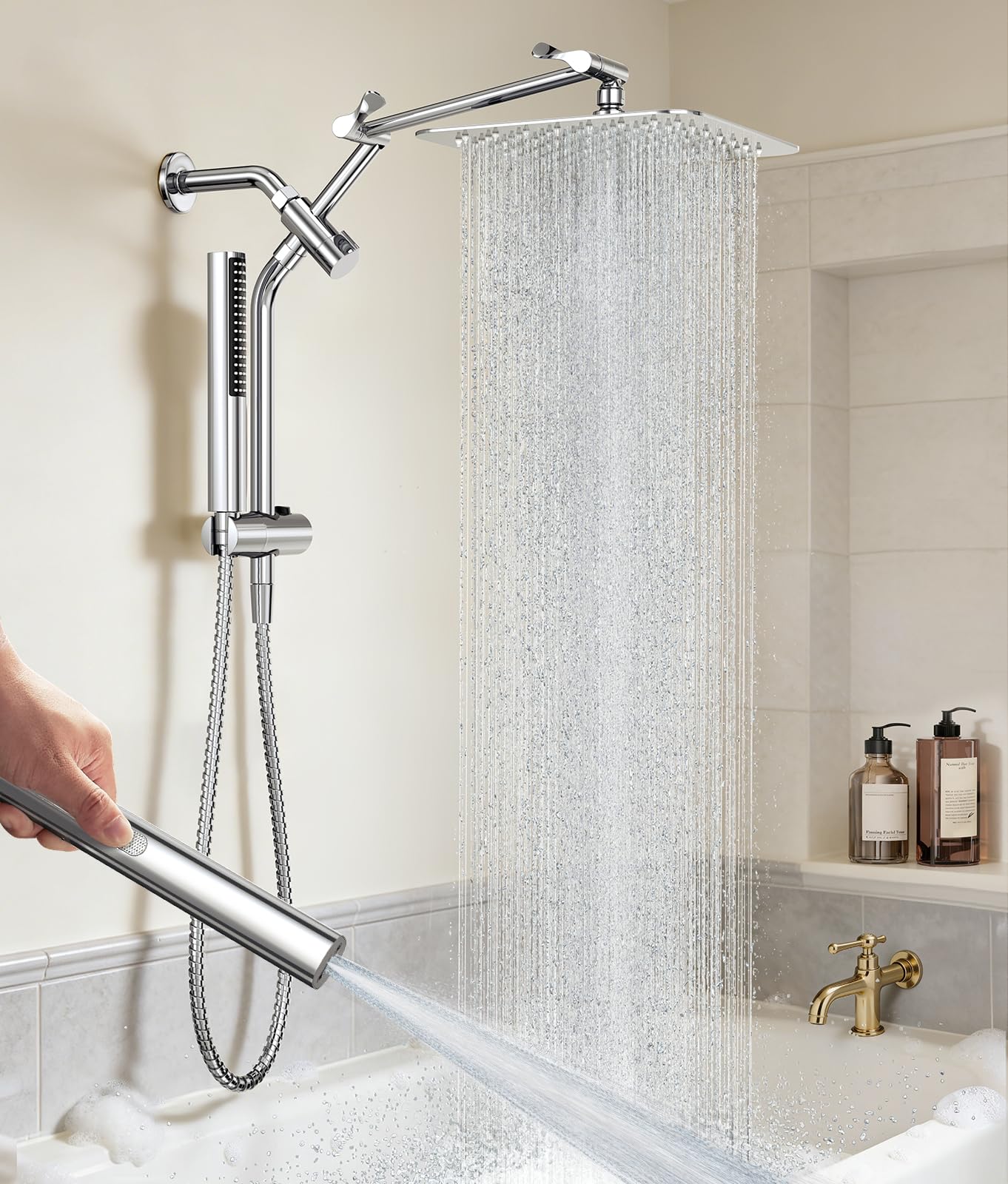 Veken all-metal 10-inch square shower head for luxurious rainfall experience