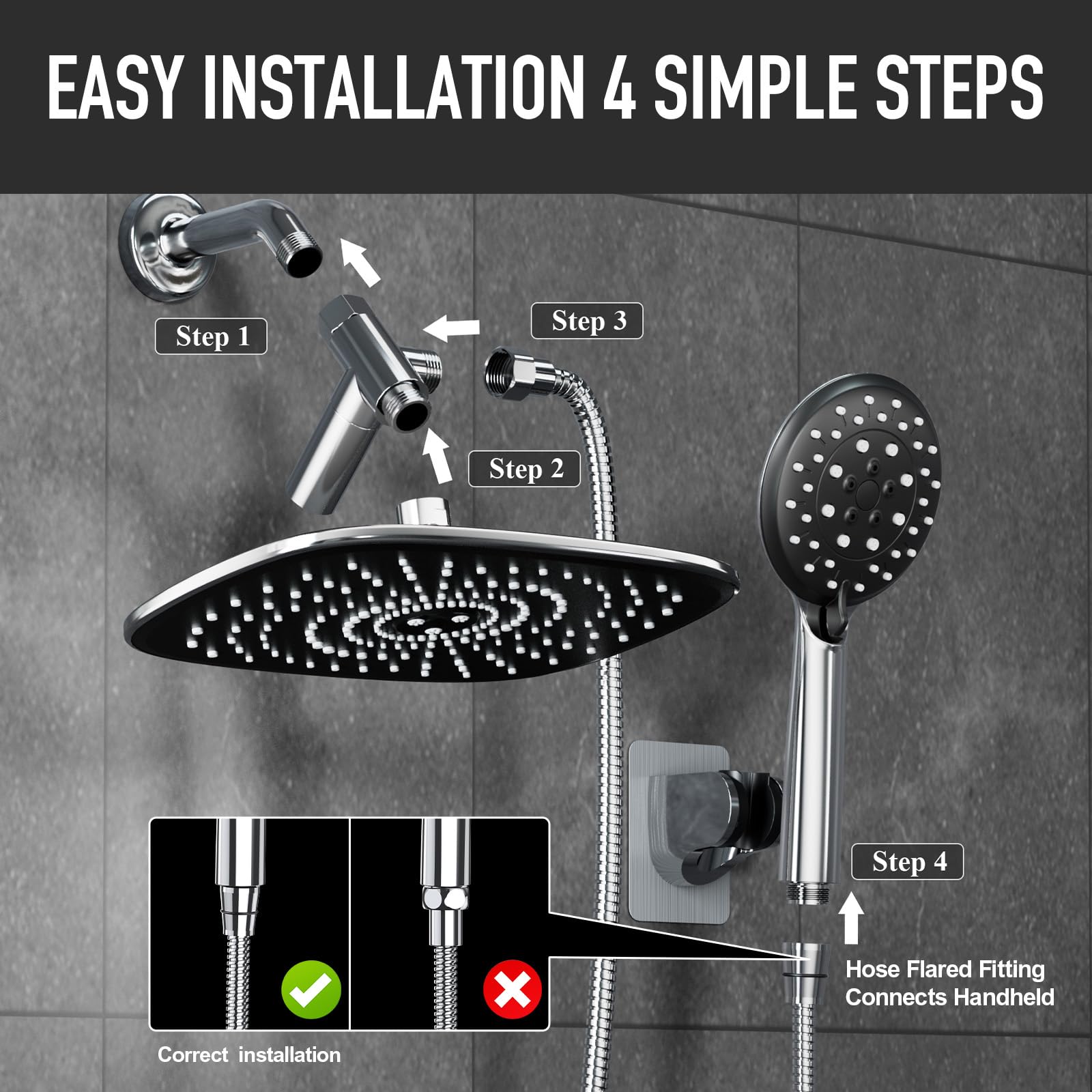 Veken chrome-silver finish enhances bathroom style and durability