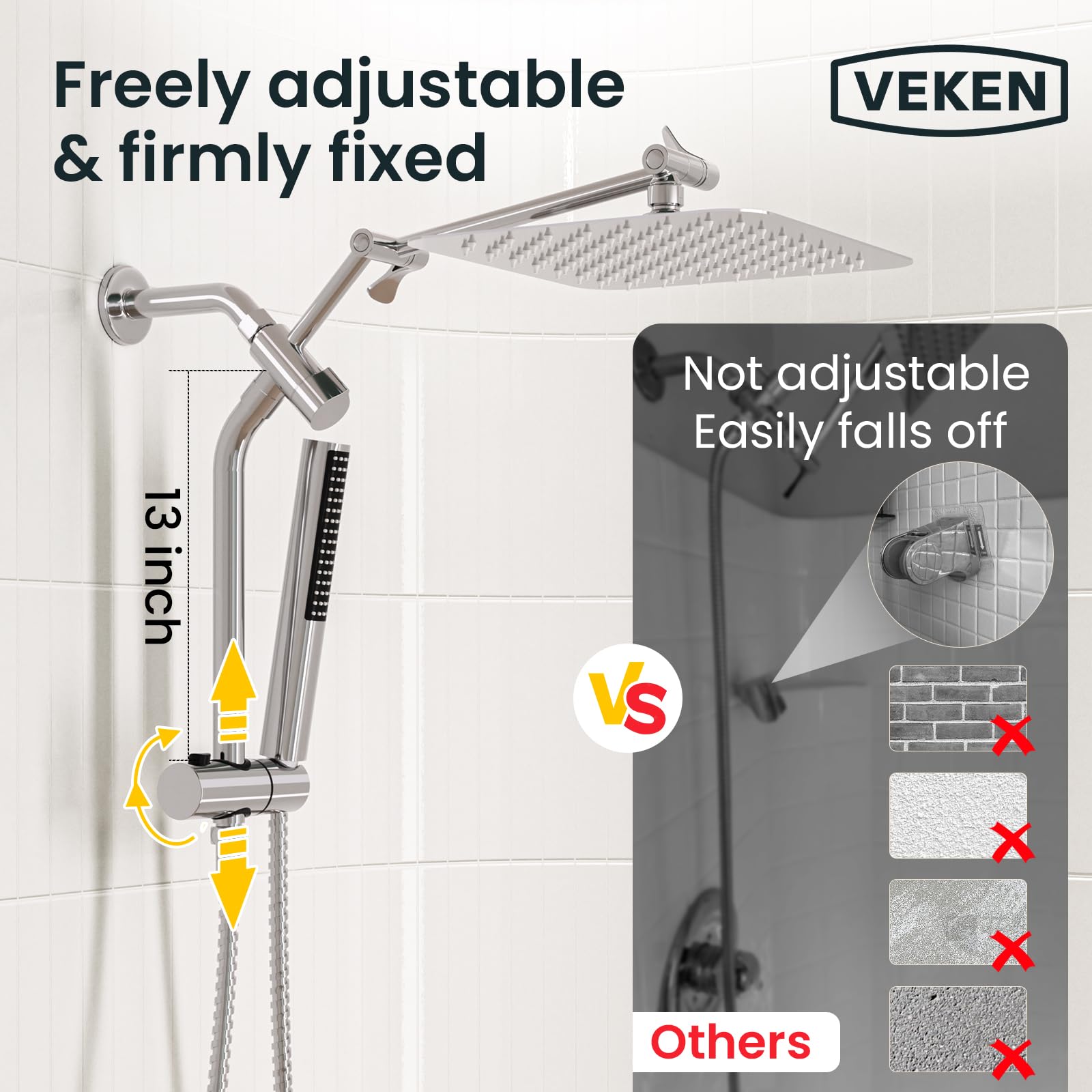 Veken handheld shower head with hose offering flexible cleaning and reach