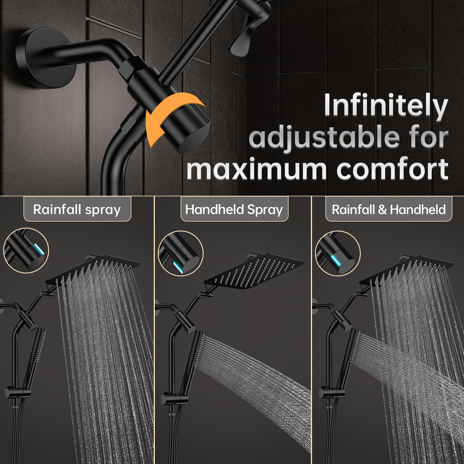 Veken power wash mode helps clean showers, tubs, and tiles.