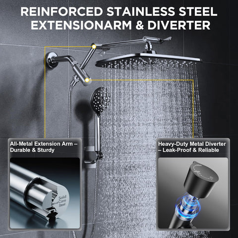 Veken rainfall shower head with multi-spray handheld mode for versatile rinsing.