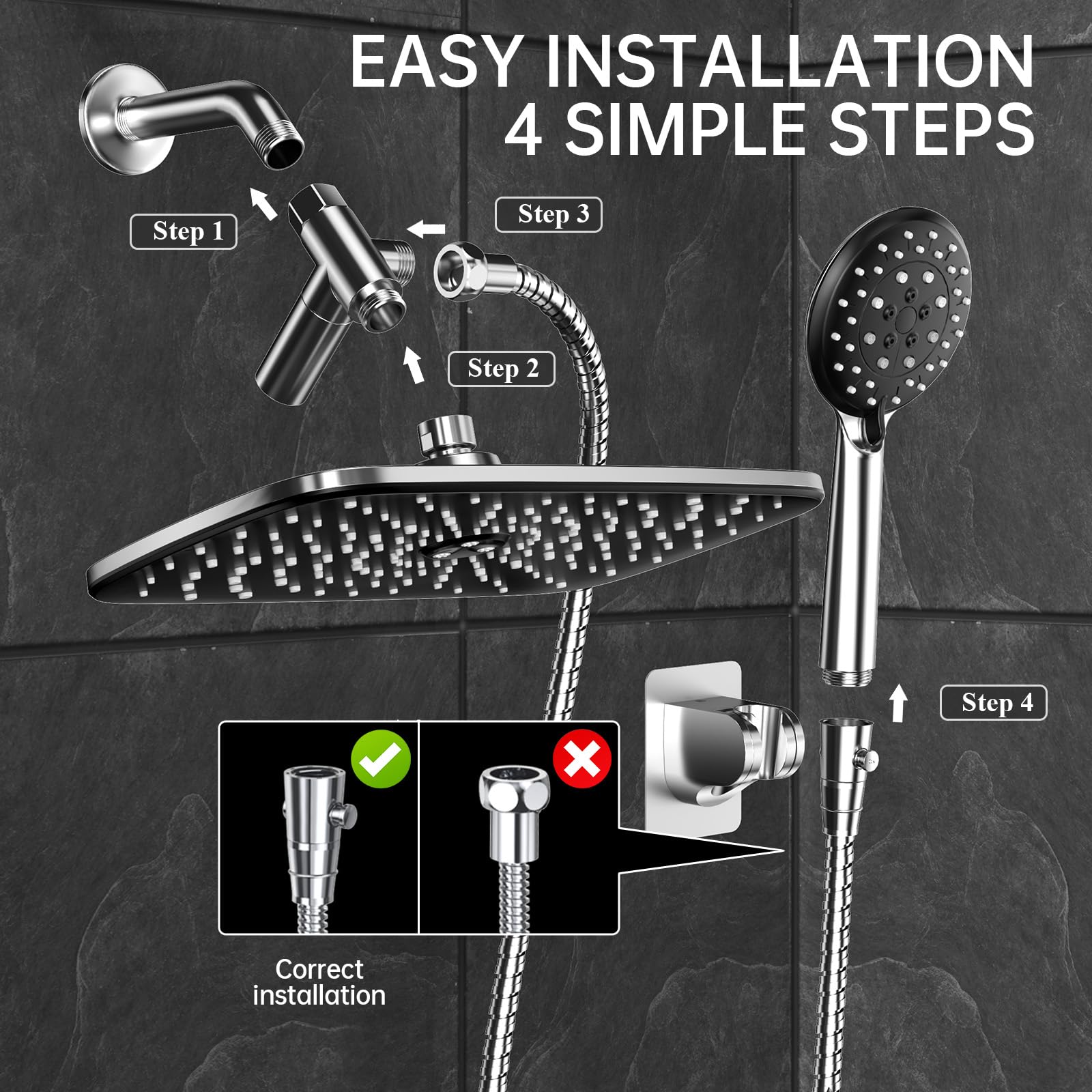 Veken wide coverage shower head ideal for family daily rinses