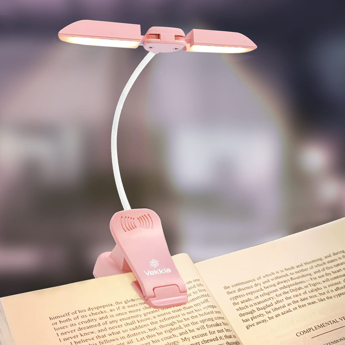 Vekkia 14-LED book light with clip-on design for hands-free night reading.