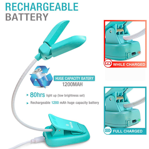 Vekkia clip-on reading light in bed with three color temperatures for night reading