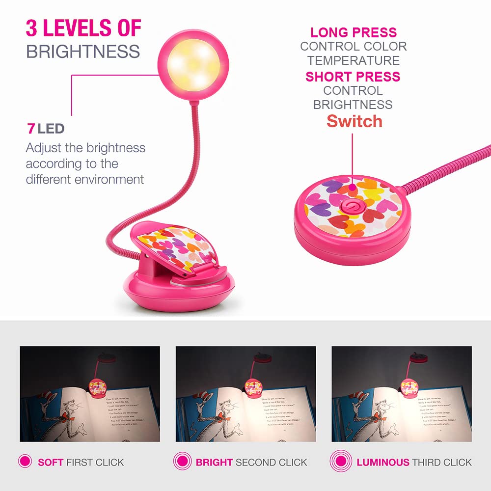Vekkia rose red book light at bedside, USB charging for long sessions