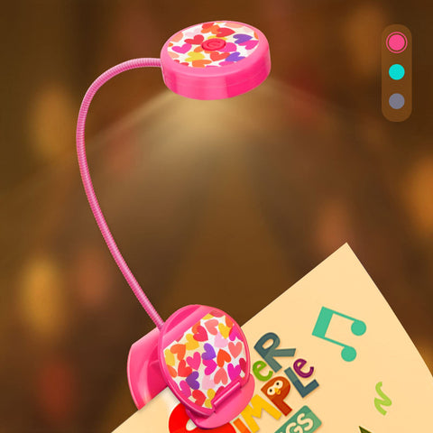 Vekkia clip-on book light in rose red with secure clamp for bedtime reading
