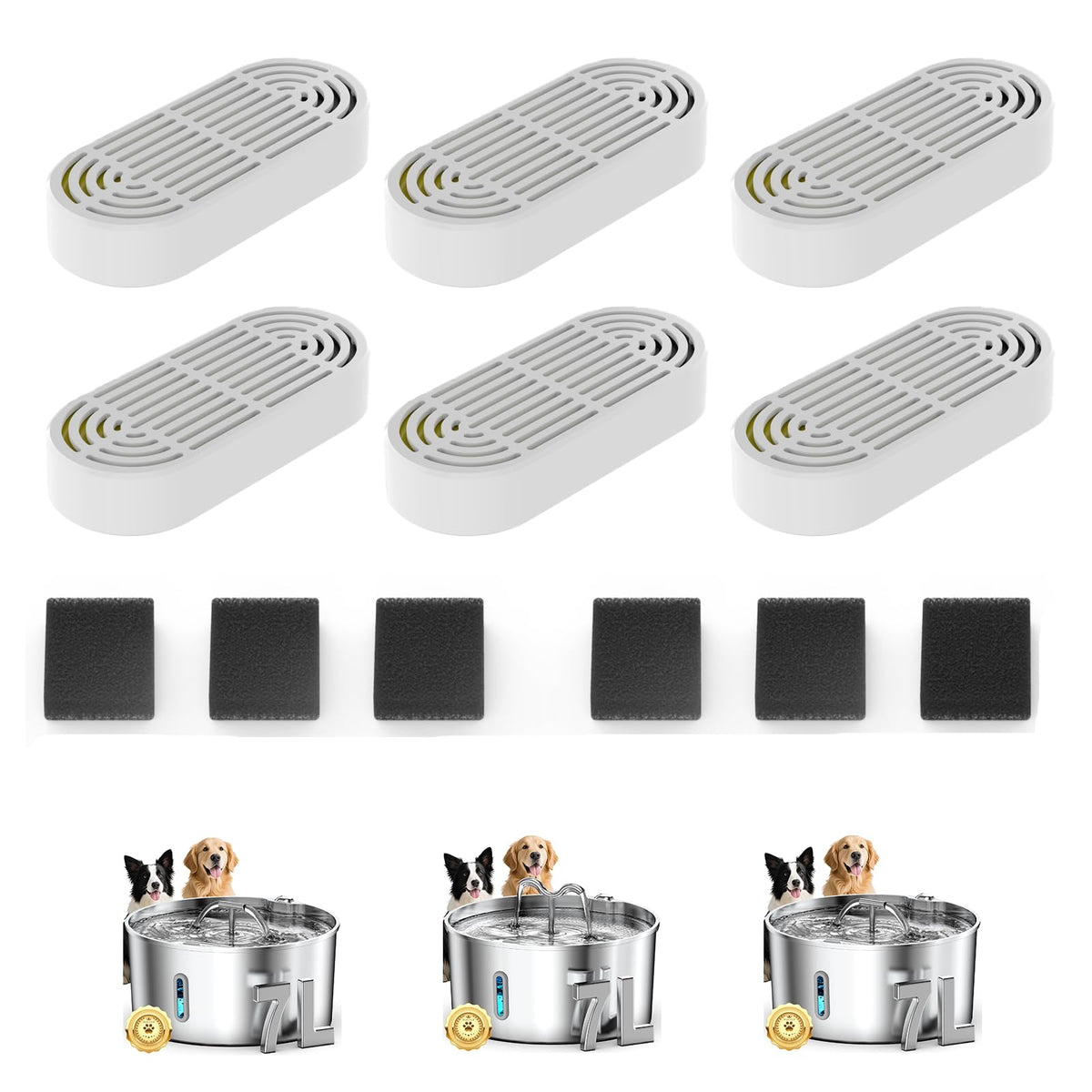 Vekonn PS07 cat fountain filters 6x6 pack for easy replacement and fresh water.