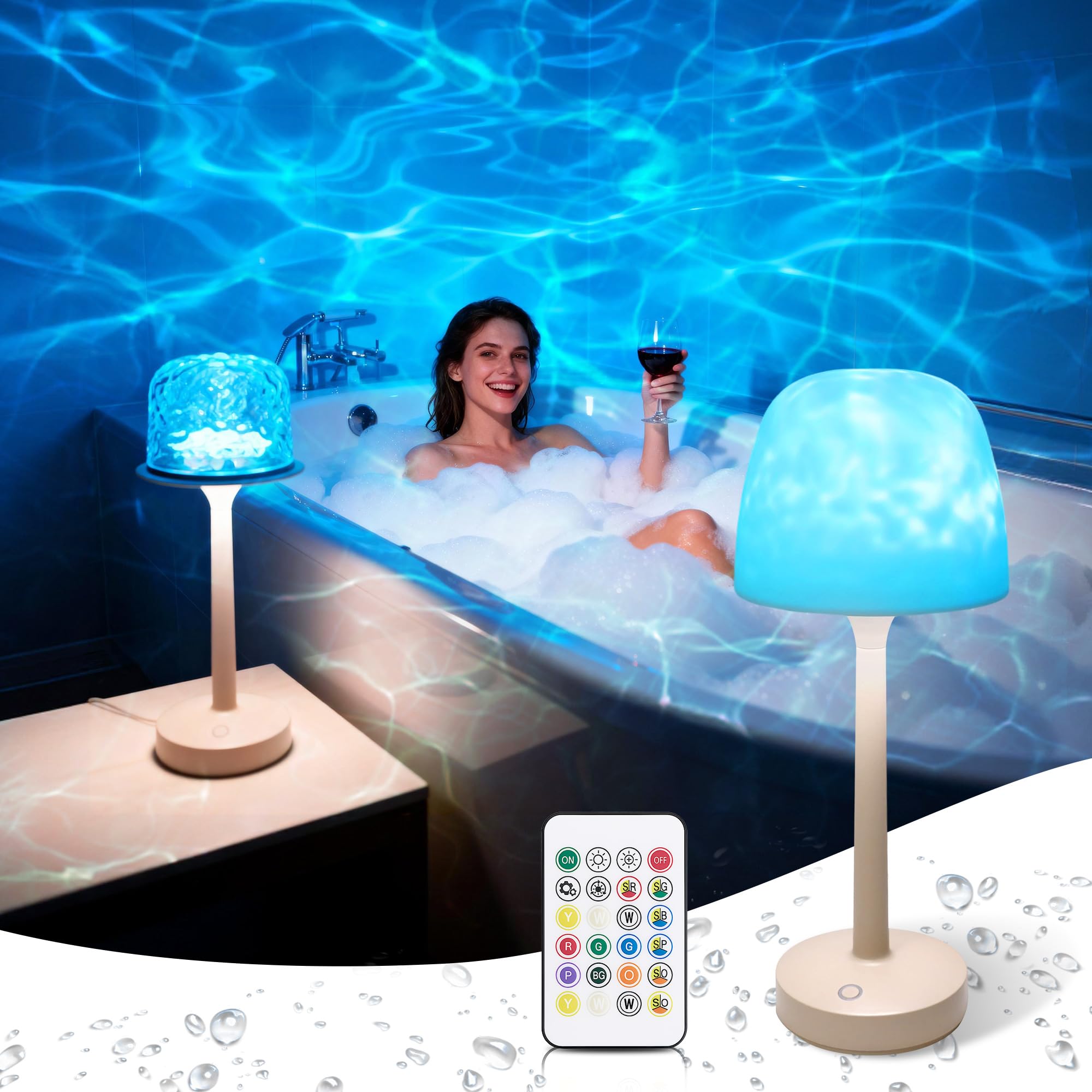 Velimley waterproof shower lamp with remote control for easy color and brightness adjustment.