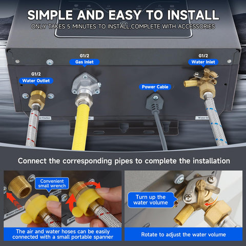 VELPAX propane tankless water heater installation parts ready for quick setup