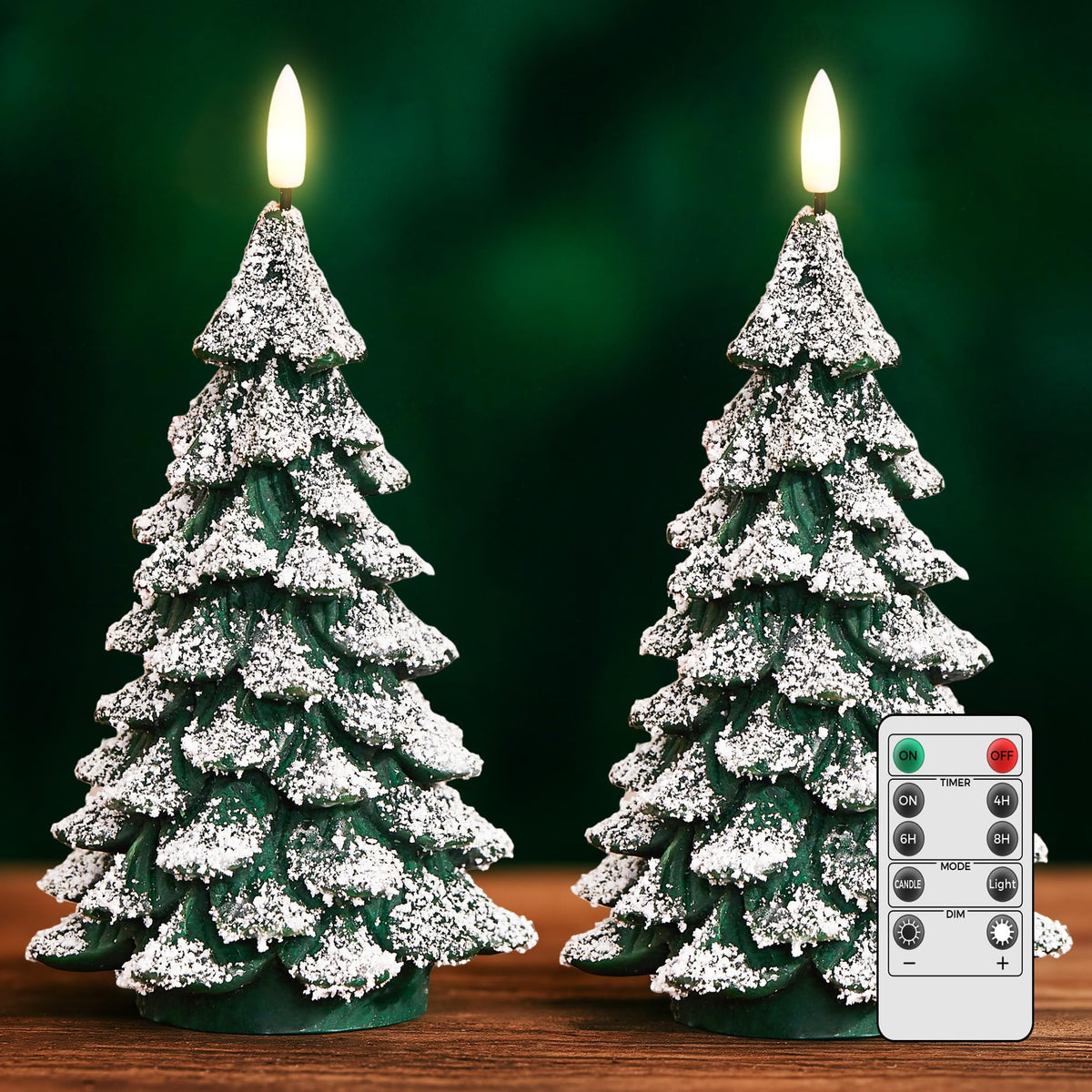 Velsyn Christmas tree candles with snow remote provide cozy, flameless ambience.