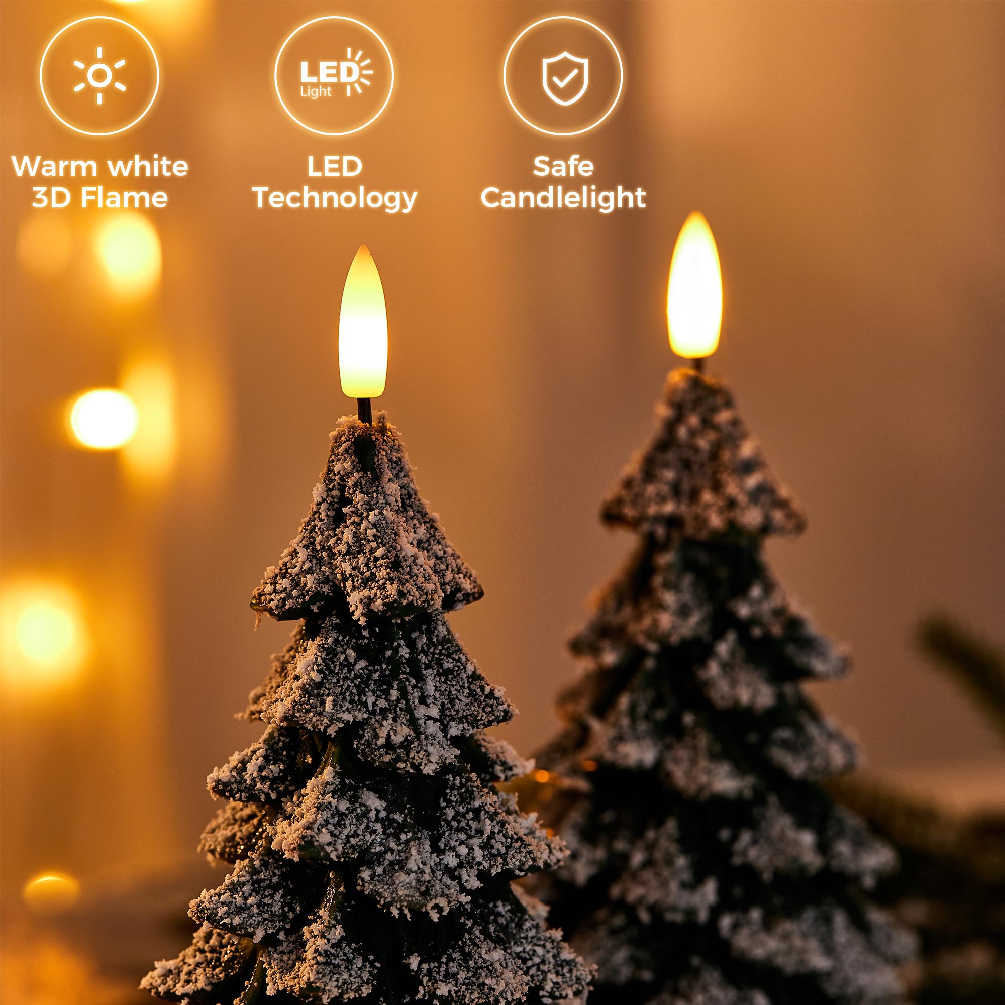 Velsyn flameless LED candles stand 8.5 inches tall for festive décor.