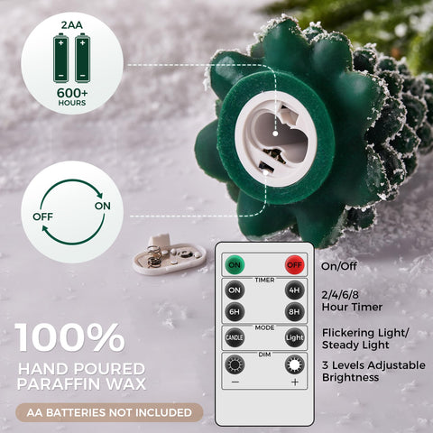Velsyn green Christmas candles provide safe ambient lighting for gatherings.