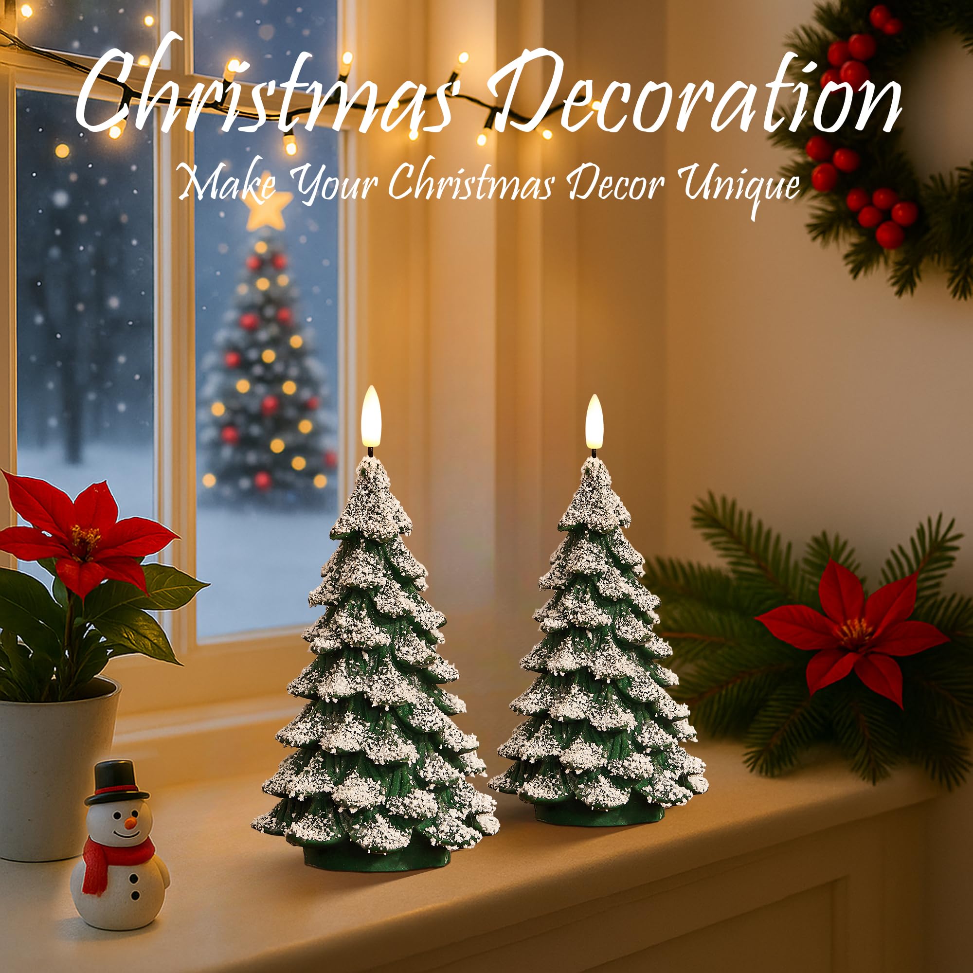 Velsyn candles suit indoor or covered outdoor décor for holiday scenes.