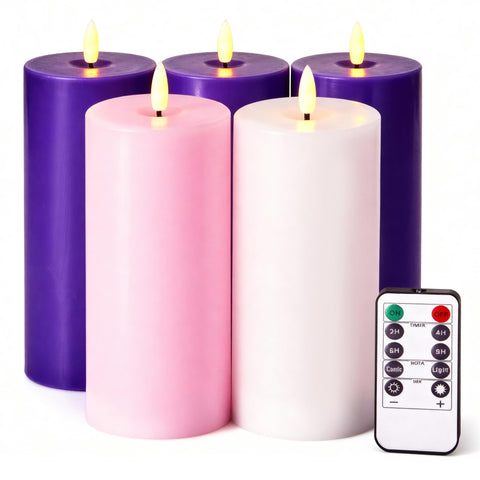 Velsyn pillar advent candles set of five creates a safe, candlelit holiday ambience