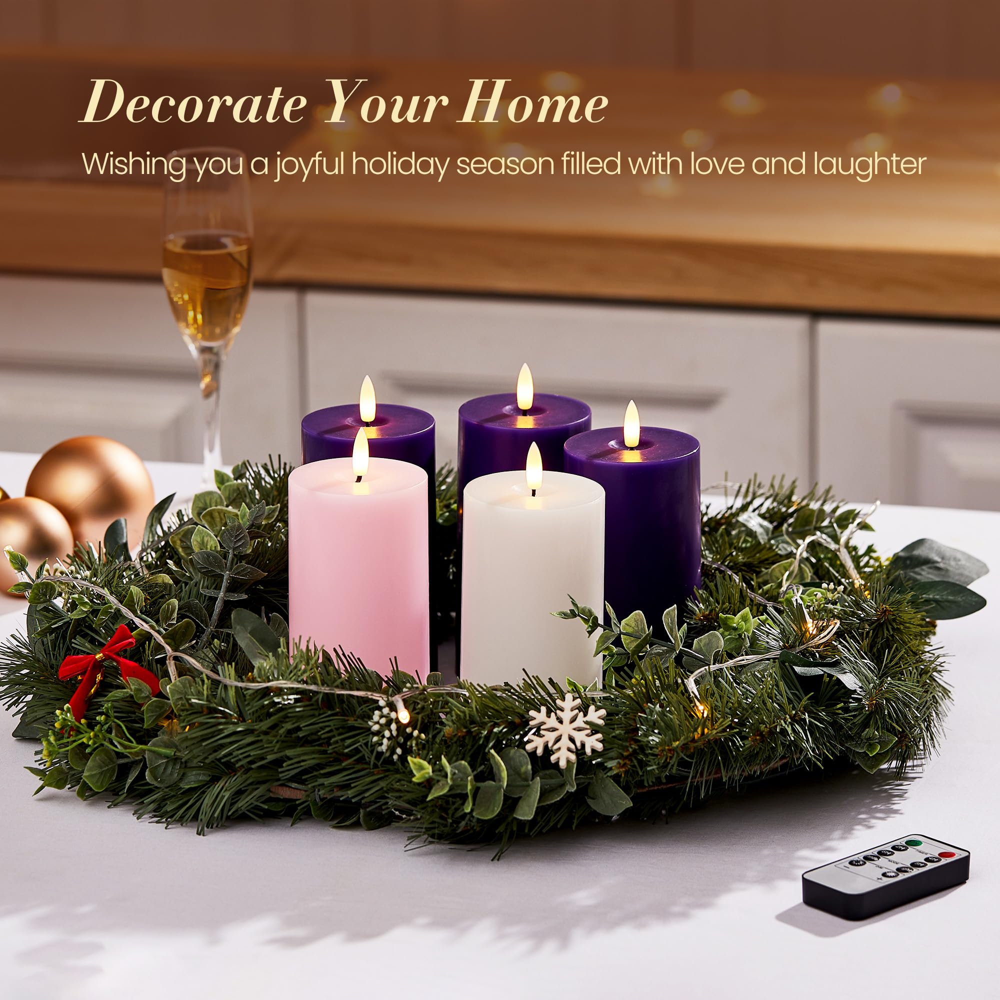Velsyn pink advent pillar candle adds festive color to decor