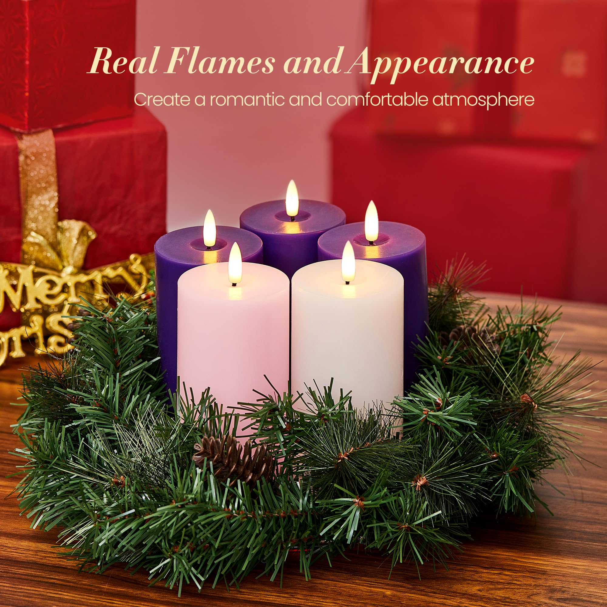 Velsyn purple advent pillar candle for warm, inviting lighting