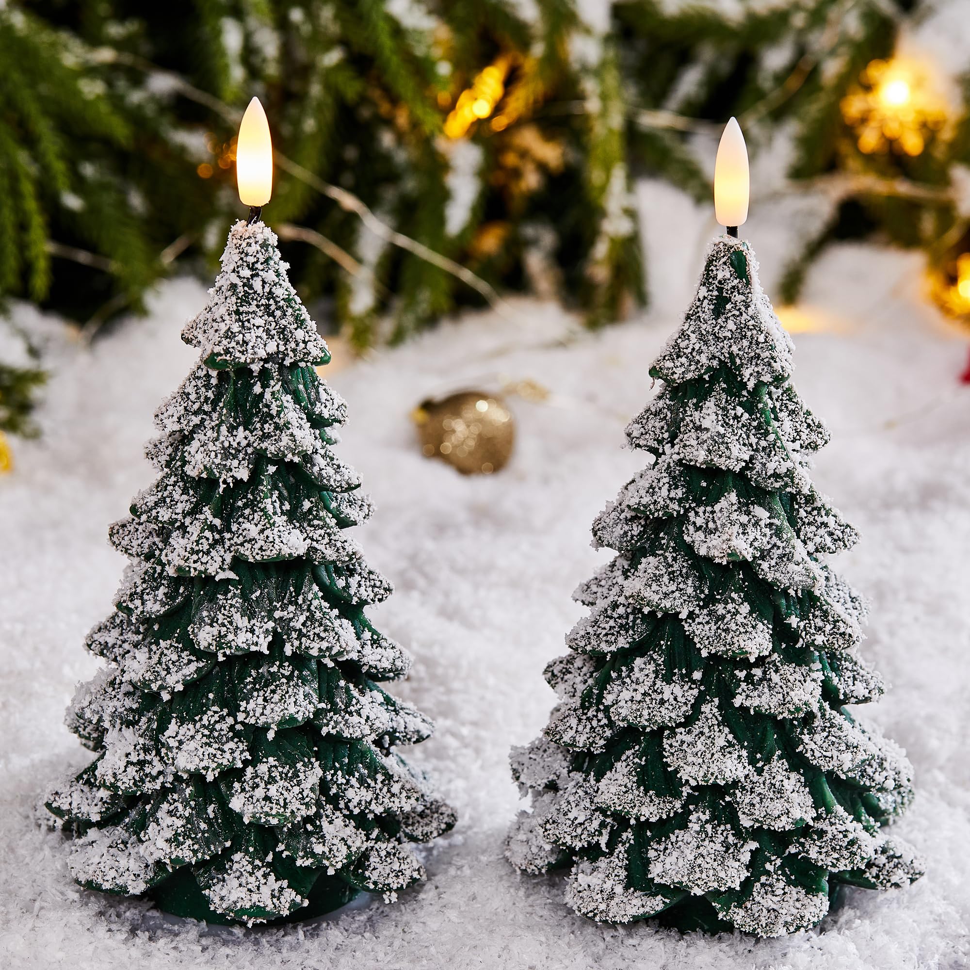 Velsyn snow finish candles brighten mantels and fireplaces with subtle glow.