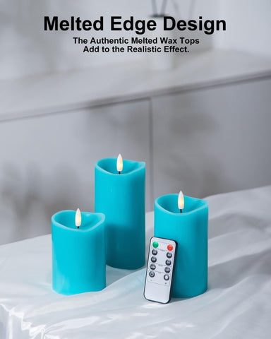 Velsyn teal flameless candles suited for teal bathroom decor and mood lighting